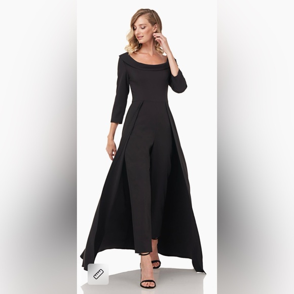Kay Unger Black Sienna Maxi Walk-Through Jumpsuit Size 6 $308 New With Tags
